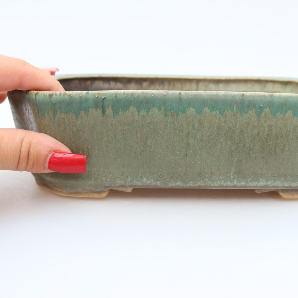 Keramische bonsaipot 21,5 x 18 x 6 cm, kleur groen