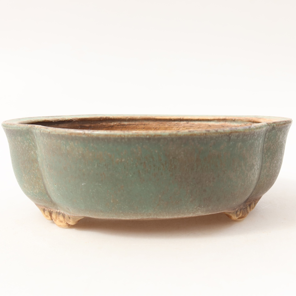 Keramische bonsaipot 17,5 x 15,5 x 5,5 cm, kleur groen