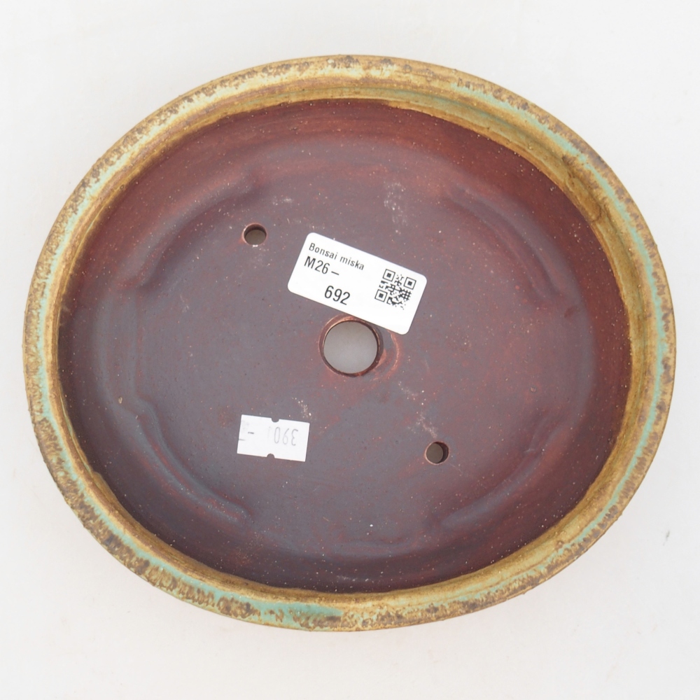 Bonsaischaal van keramiek 18,5 x 16,5 x 4,5 cm, groen