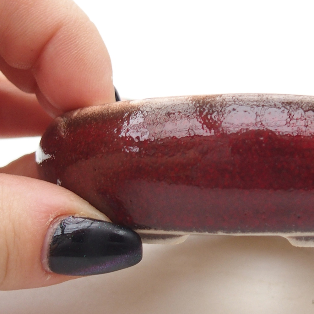 Mini bonsaischaal 9 x 9 x 2,5 cm, kleur rood