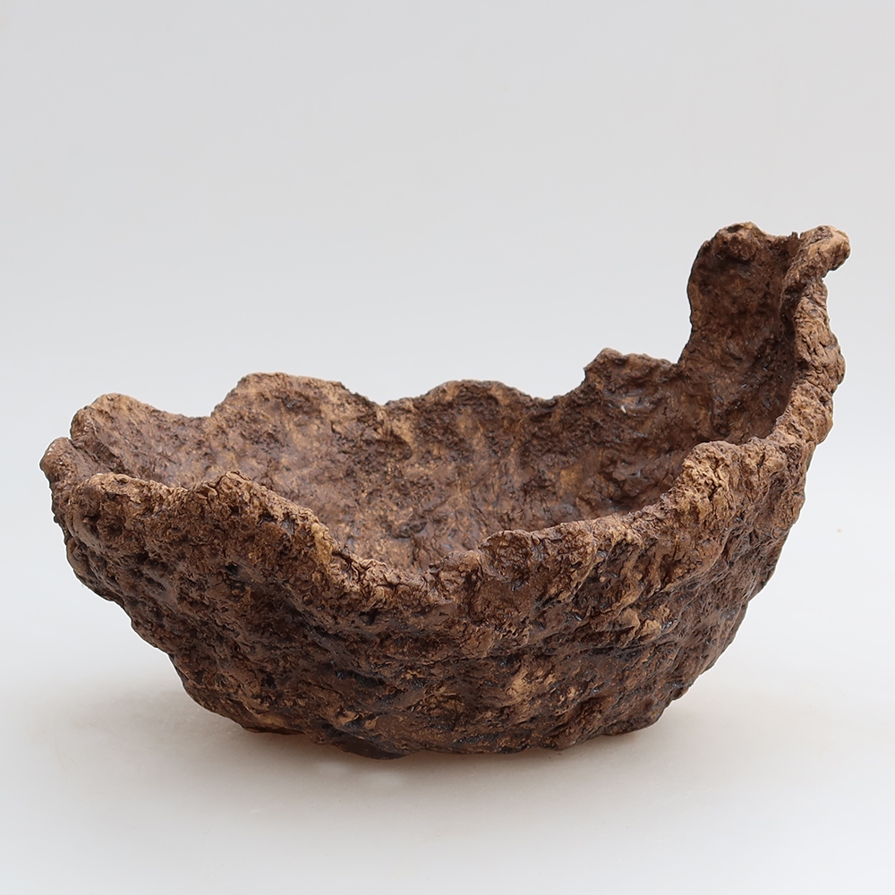 Keramische schaal 21 x 20,5 x 16 cm, kleur bruin