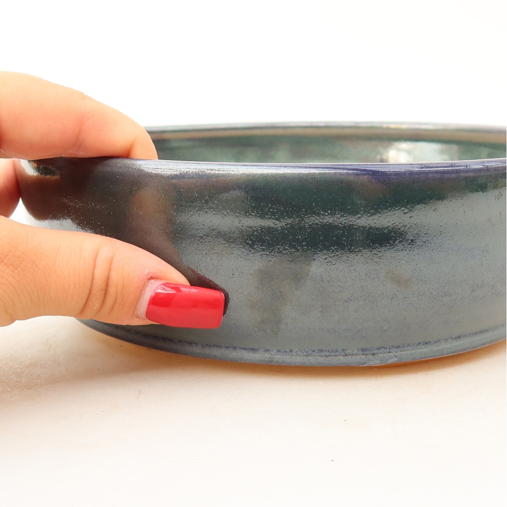 Keramische bonsaischaal 19 x 19 x 5,5 cm, kleur: blauw