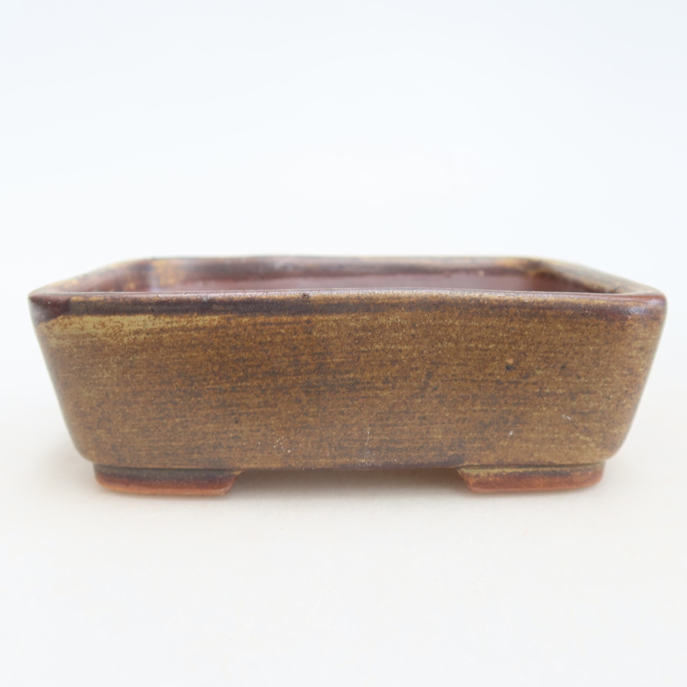 Keramische bonsaischaal 12,5 x 9,5 x 4 cm, kleur bruin