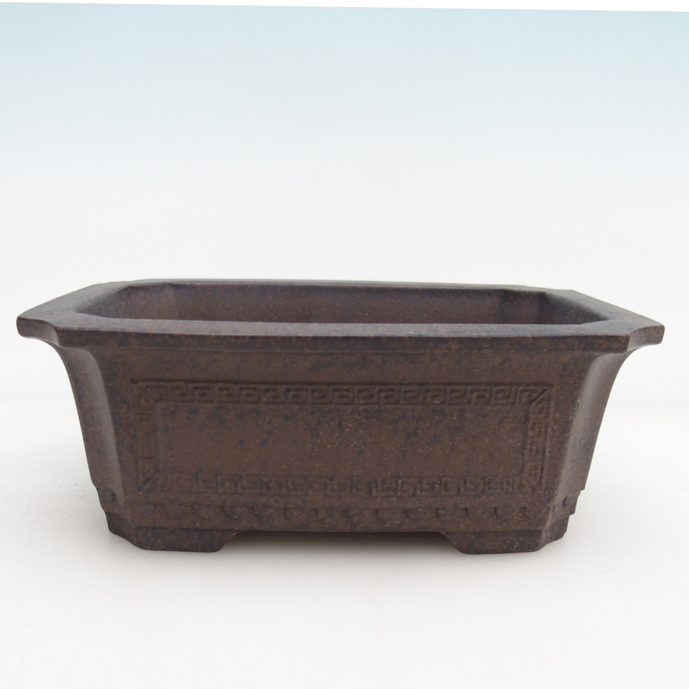 Bonsaischaal van keramiek 15,5 x 10,5 x 6 cm, okerbruin