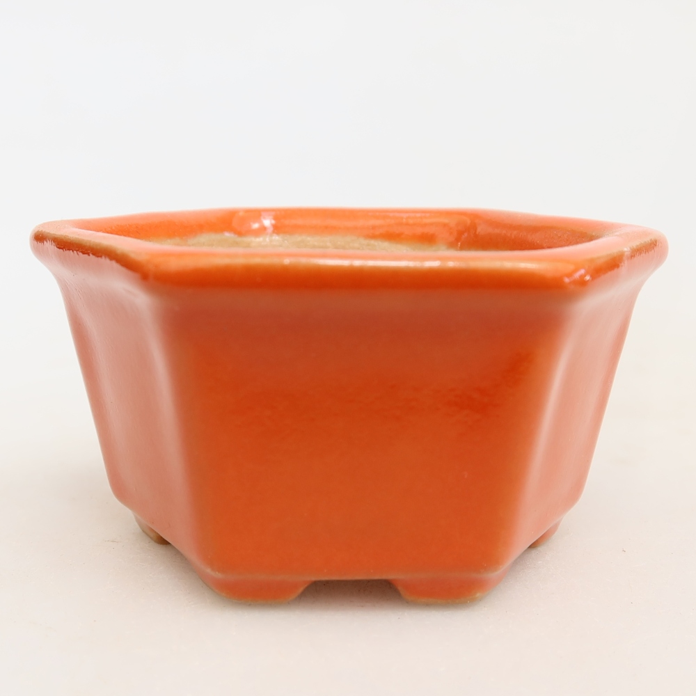 Keramische bonsaipot 7,5 x 7 x 4 cm, kleur: oranje