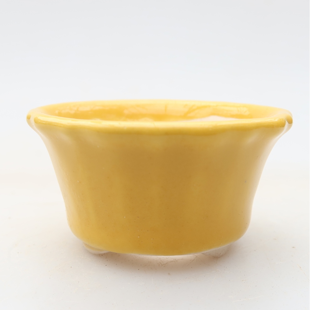 Bonsaischaal van keramiek 5,5 x 5,5 x 3 cm, geel