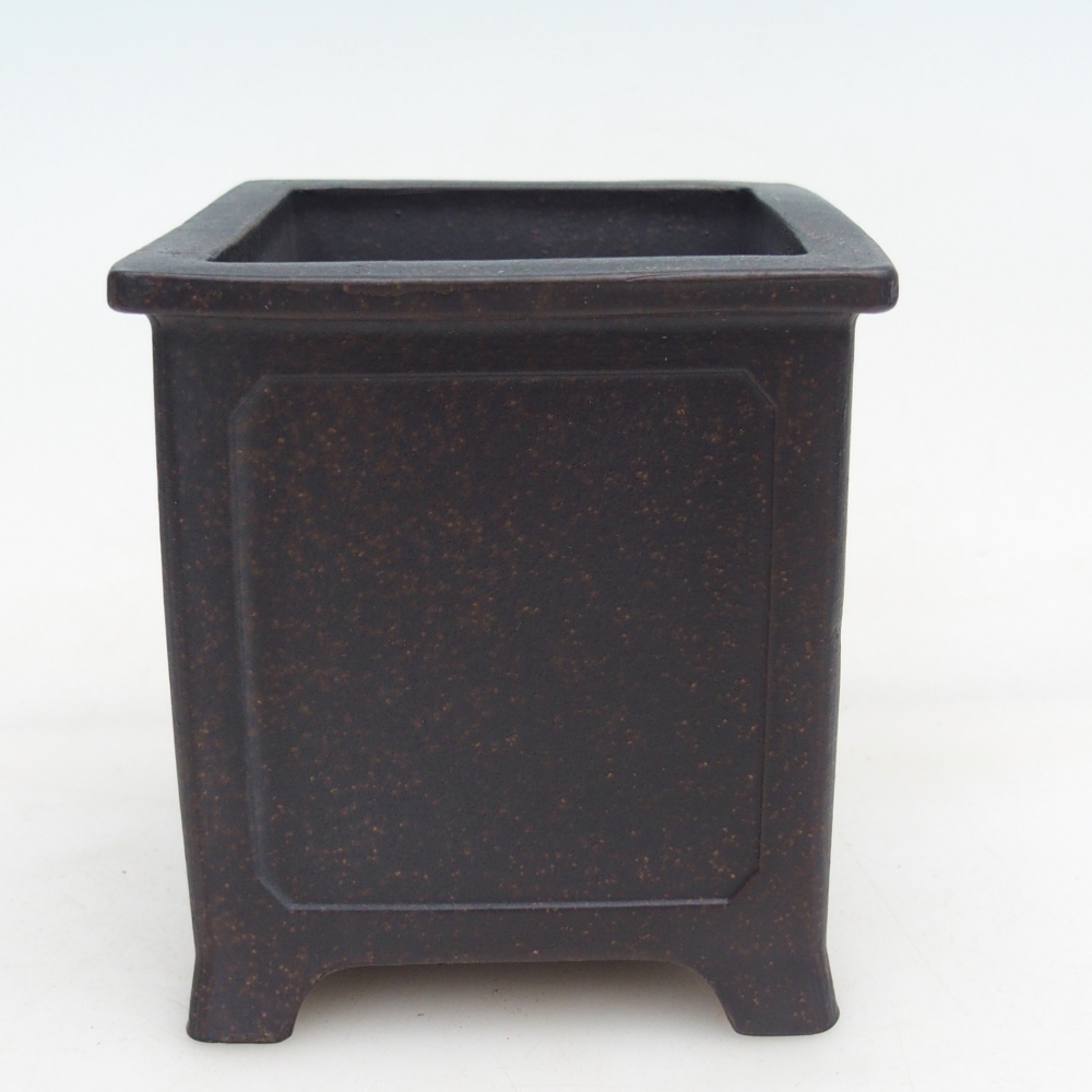 Bonsaischaal van keramiek 9,5 x 9,5 x 10 cm, okerbruin