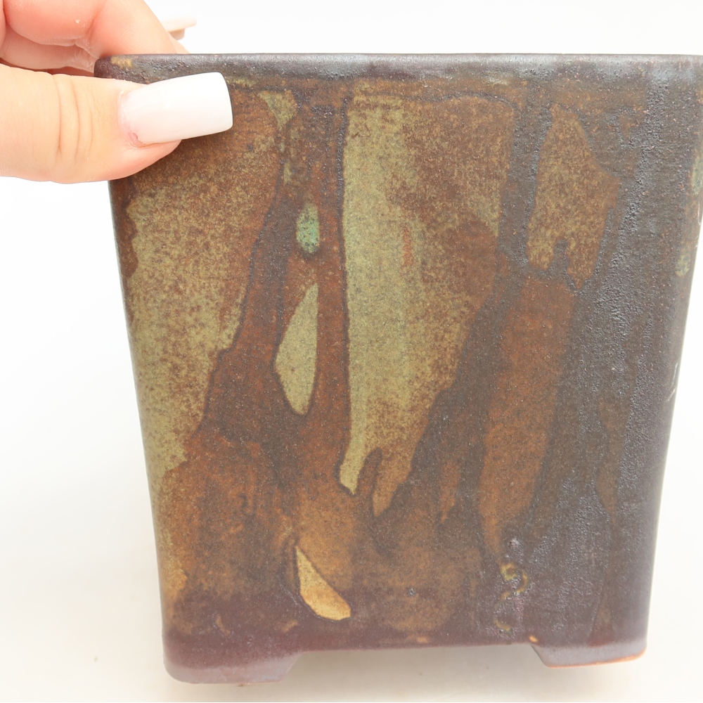 Keramische bonsaipot 13 x 13 x 14 cm, kleur bruin
