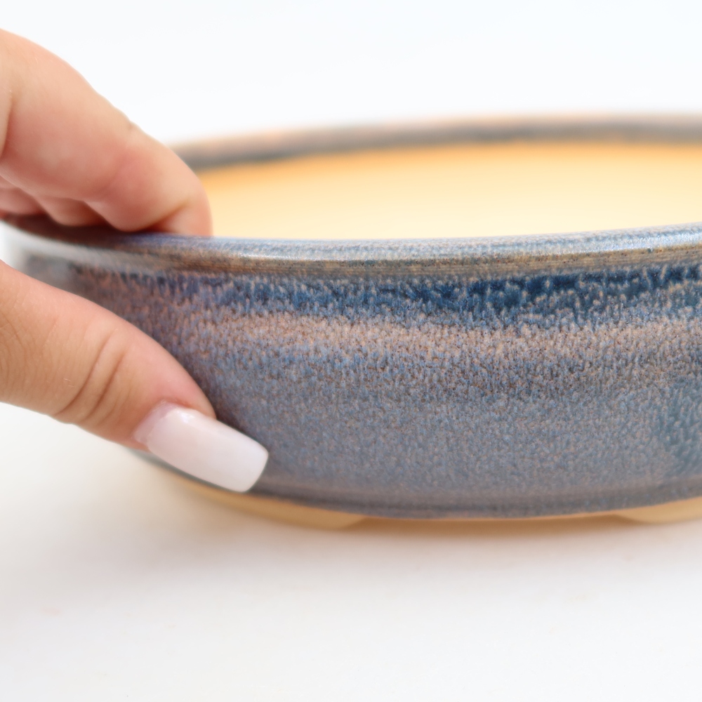 Keramische bonsaipot 25 x 25 x 6 cm, kleur: blauw