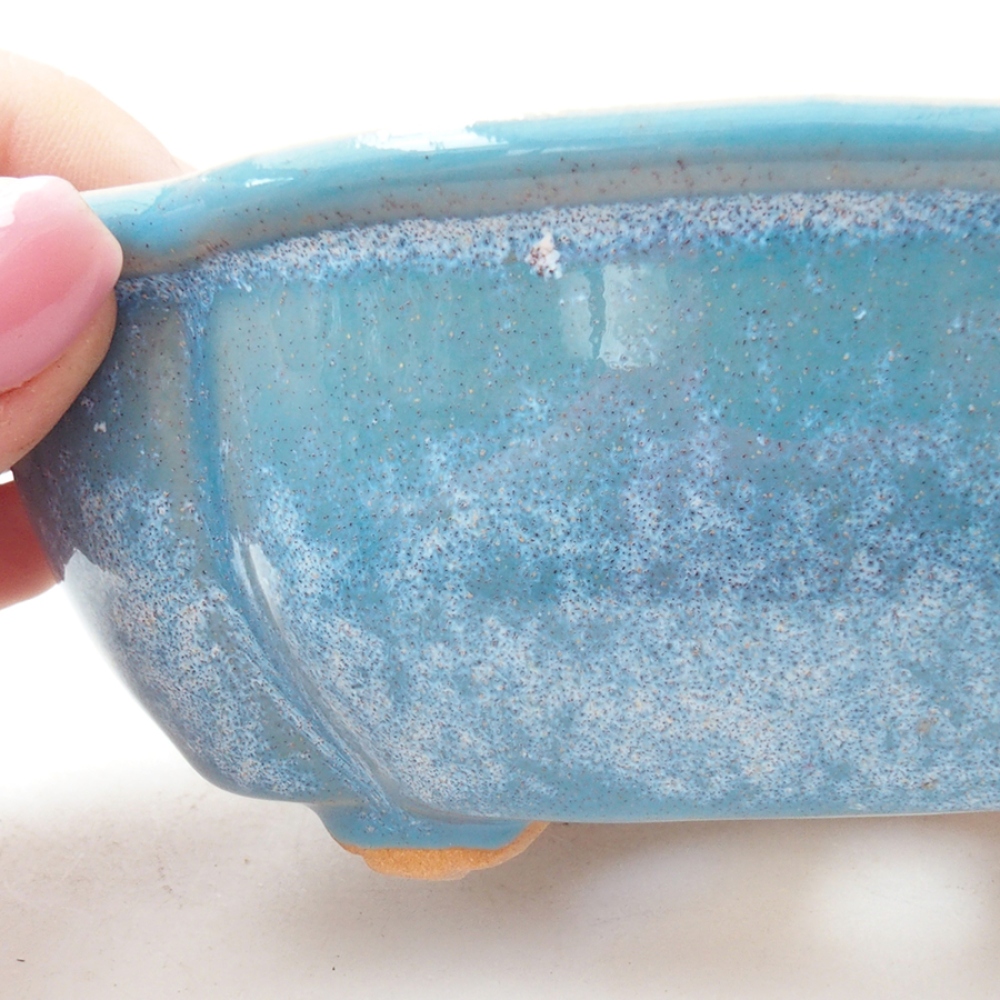 Bonsaischaal van keramiek 12,5 x 10 x 4,5 cm, kleur blauw