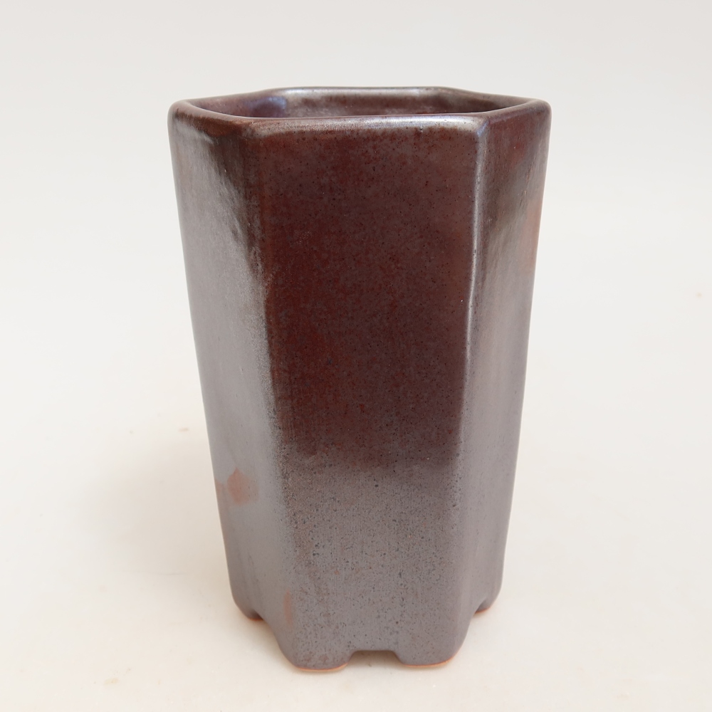 Keramische bonsaipot 9,5 x 8,5 x 14 cm, metaalachtige kleur