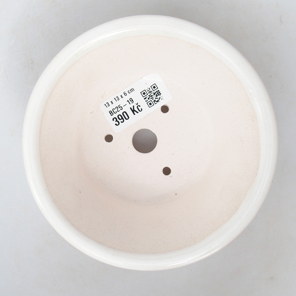 Bonsaischaal van keramiek 13 x 13 x 6 cm, kleur wit