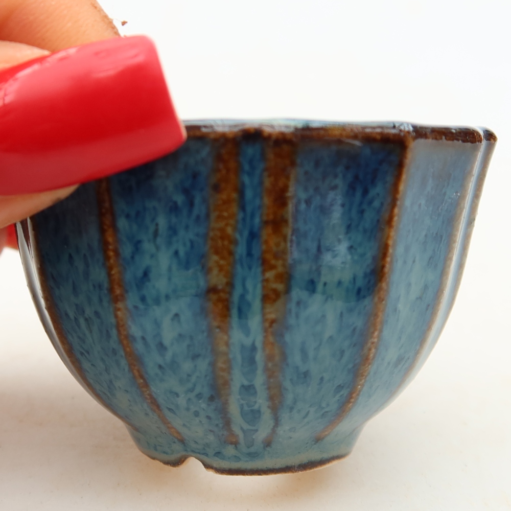 Keramische bonsaipot 5,5 x 5,5 x 3,5 cm, kleur: blauw