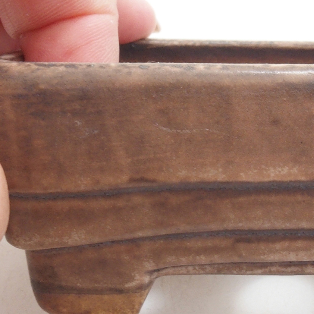 Bonsaischaal van keramiek 10 x 8,5 x 4 cm, bruin