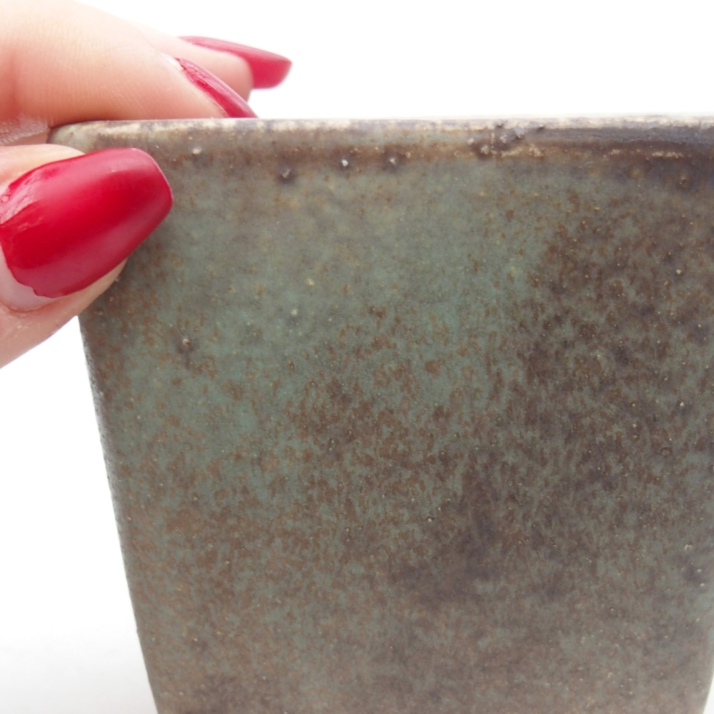 Bonsaischaal van keramiek 7,5 x 7,5 x 7,5 cm, groen