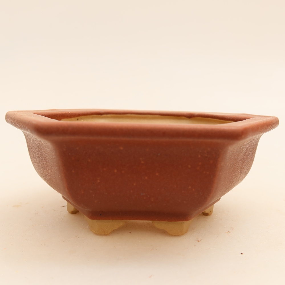 Keramische bonsaipot 12 x 10,5 x 4 cm, kleur bordeauxrood