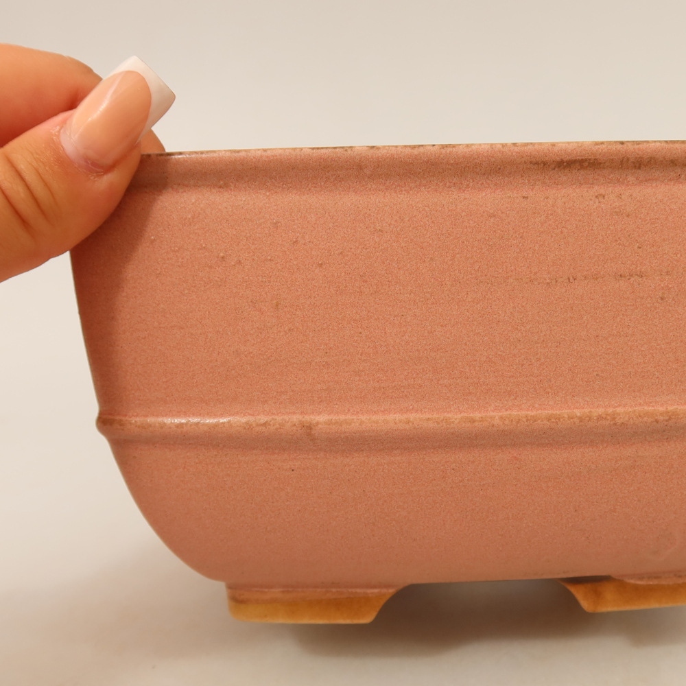 Keramische bonsaipot 16,5 x 16,5 x 9,5 cm, kleur roze