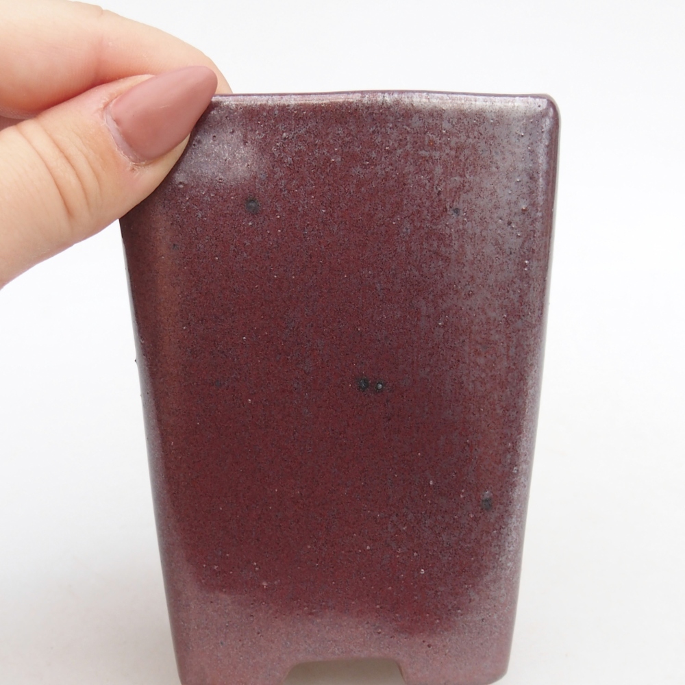 Bonsaischaal van keramiek 8 x 8 x 10,5 cm, kleur bordeauxrood