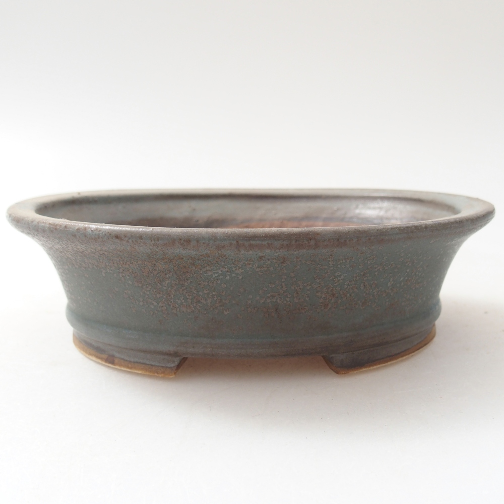 Bonsaischaal van keramiek 14 x 12,5 x 4 cm, kleur blauw
