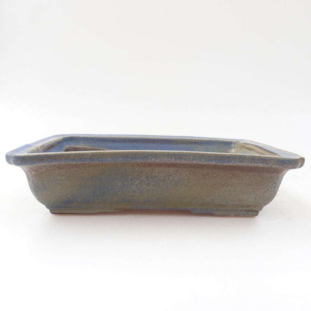 Bonsaischaal van keramiek 17,5 x 13 x 4 cm, kleur blauw