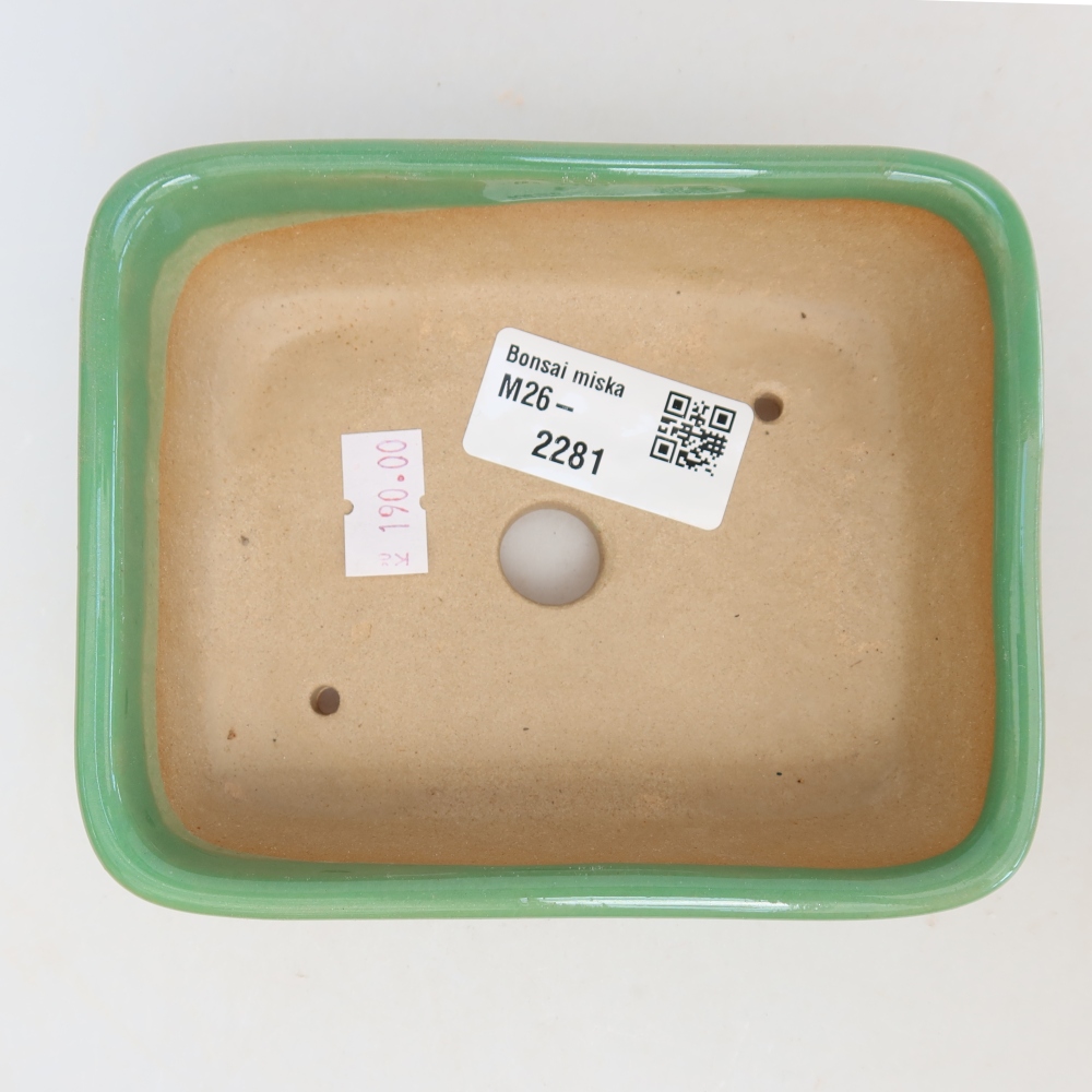 Keramische bonsaipot 12,5 x 9,5 x 4 cm, kleur groen