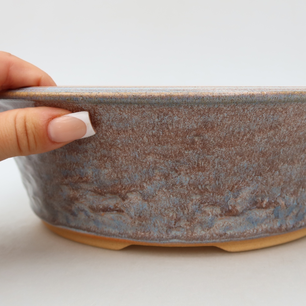 Bonsaischaal van keramiek 26,5 x 26,5 x 8 cm, kleur blauw