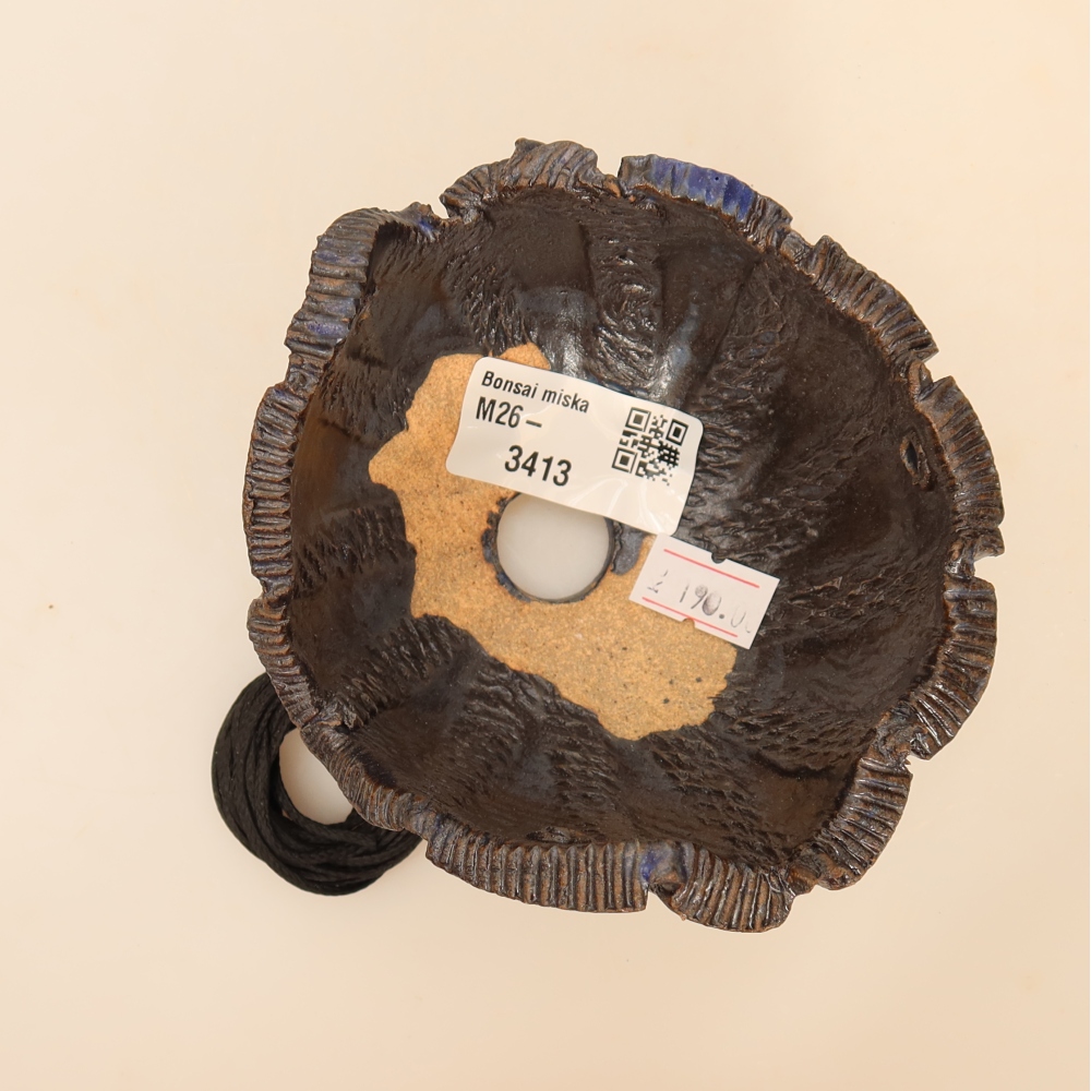 Keramische schaal voor kokedama, 10,5 x 10 x 7 cm, kleur: blauw