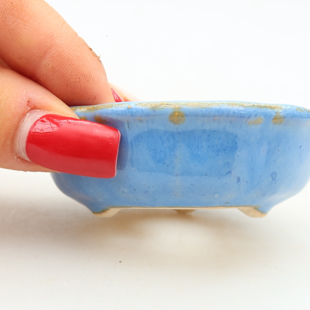 Keramische bonsaischaal 7 x 7 x 2,5 cm, kleur: blauw