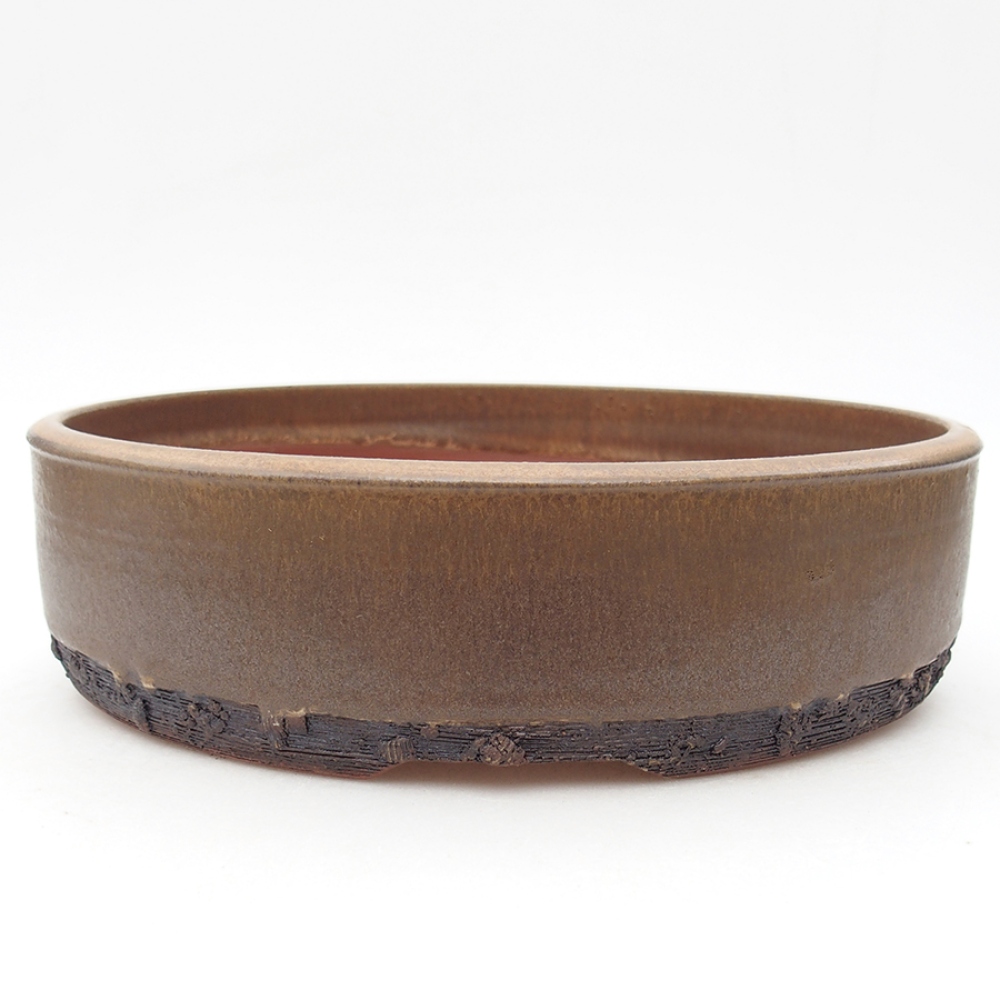 Bonsaischaal van keramiek 24,5 x 24,5 x 6 cm, bruin