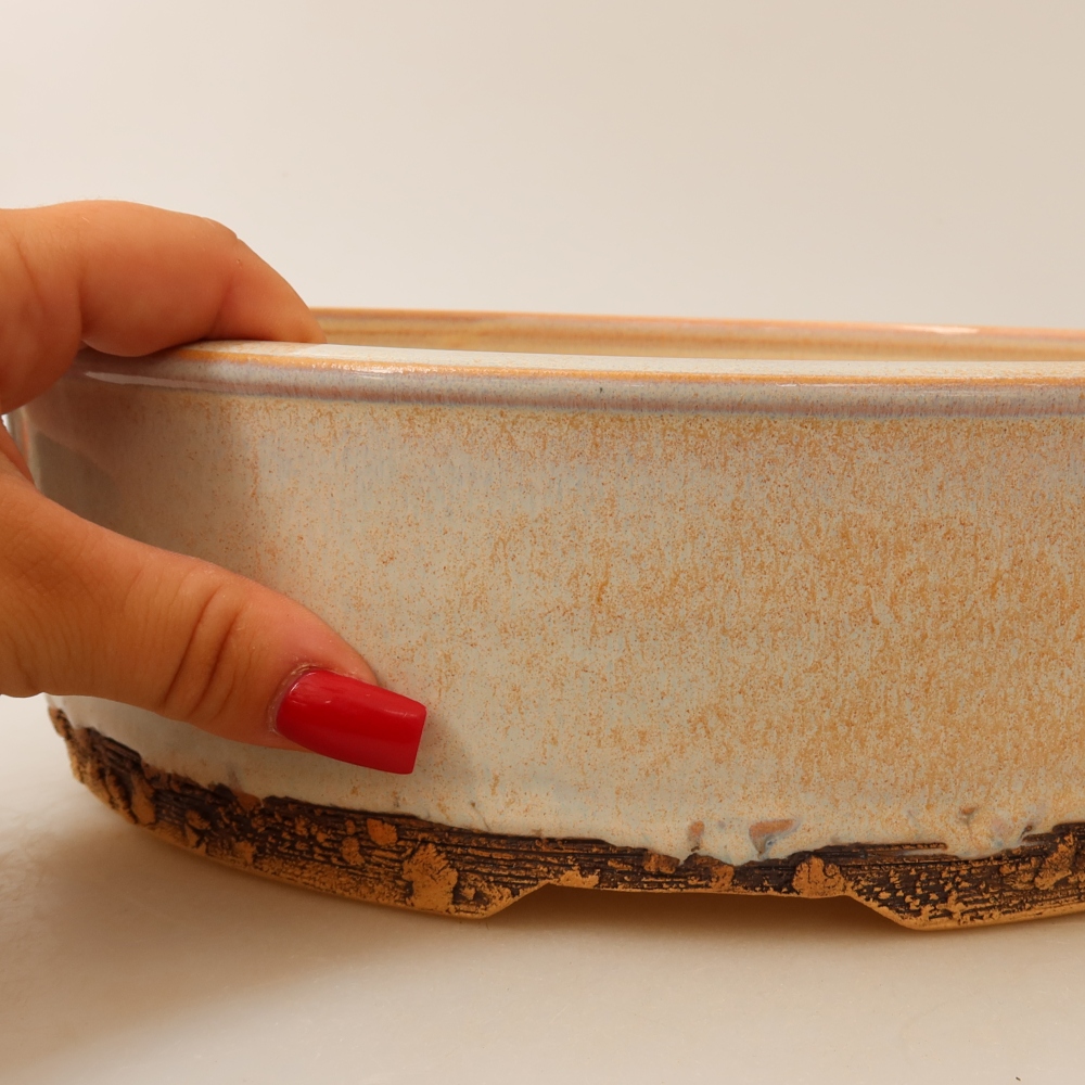 Keramische bonsaipot 28 x 28 x 8 cm, kleur: beige