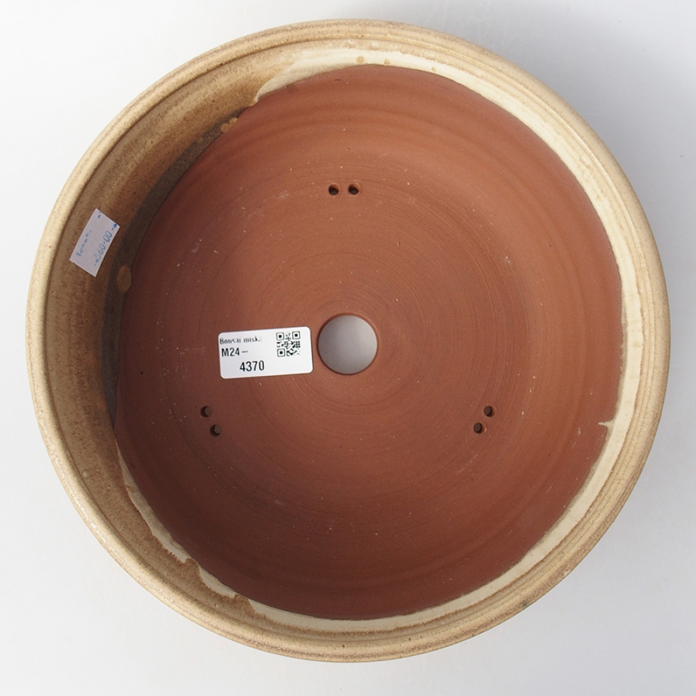 Bonsaischaal van keramiek 19 x 19 x 7 cm, kleur beige