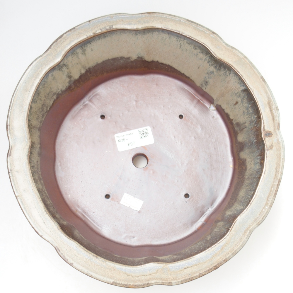 Bonsaischaal van keramiek 26,5 x 26,5 x 8 cm, blauwgrijs