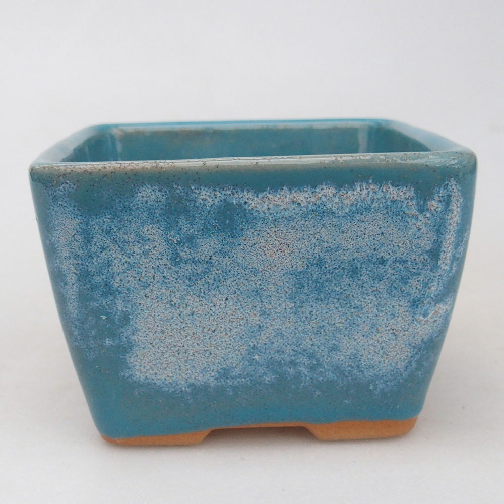 Bonsaischaal van keramiek 8,5 x 8,5 x 6 cm, kleur blauw