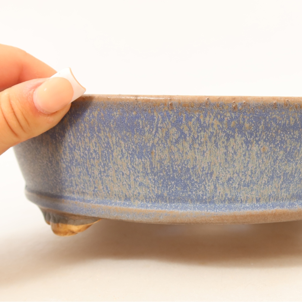 Keramische bonsaischaal 21,5 x 21,5 x 6 cm, kleur: blauw