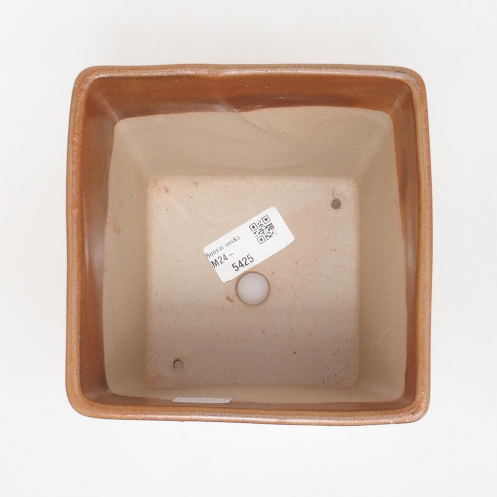 Bonsaischaal van keramiek 13 x 13 x 13,5 cm, bruin