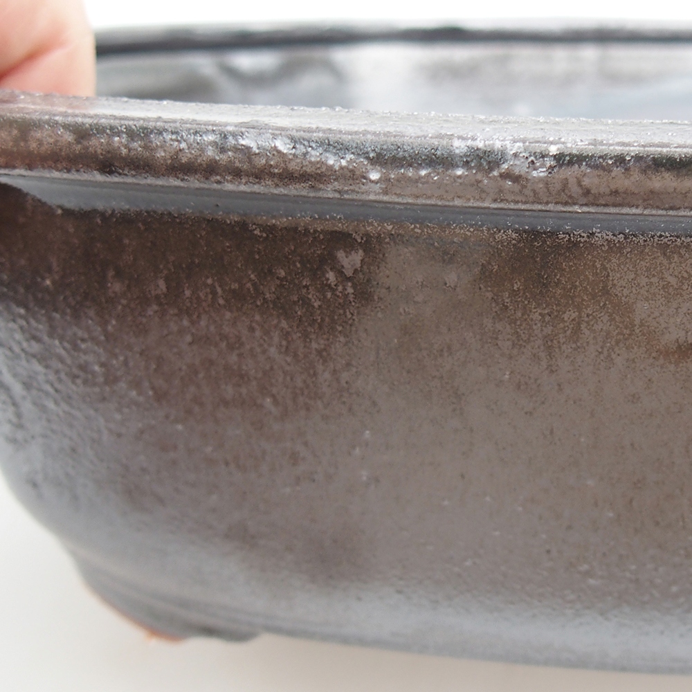 Bonsaischaal van keramiek 24 x 19,5 x 7 cm, metaalkleur