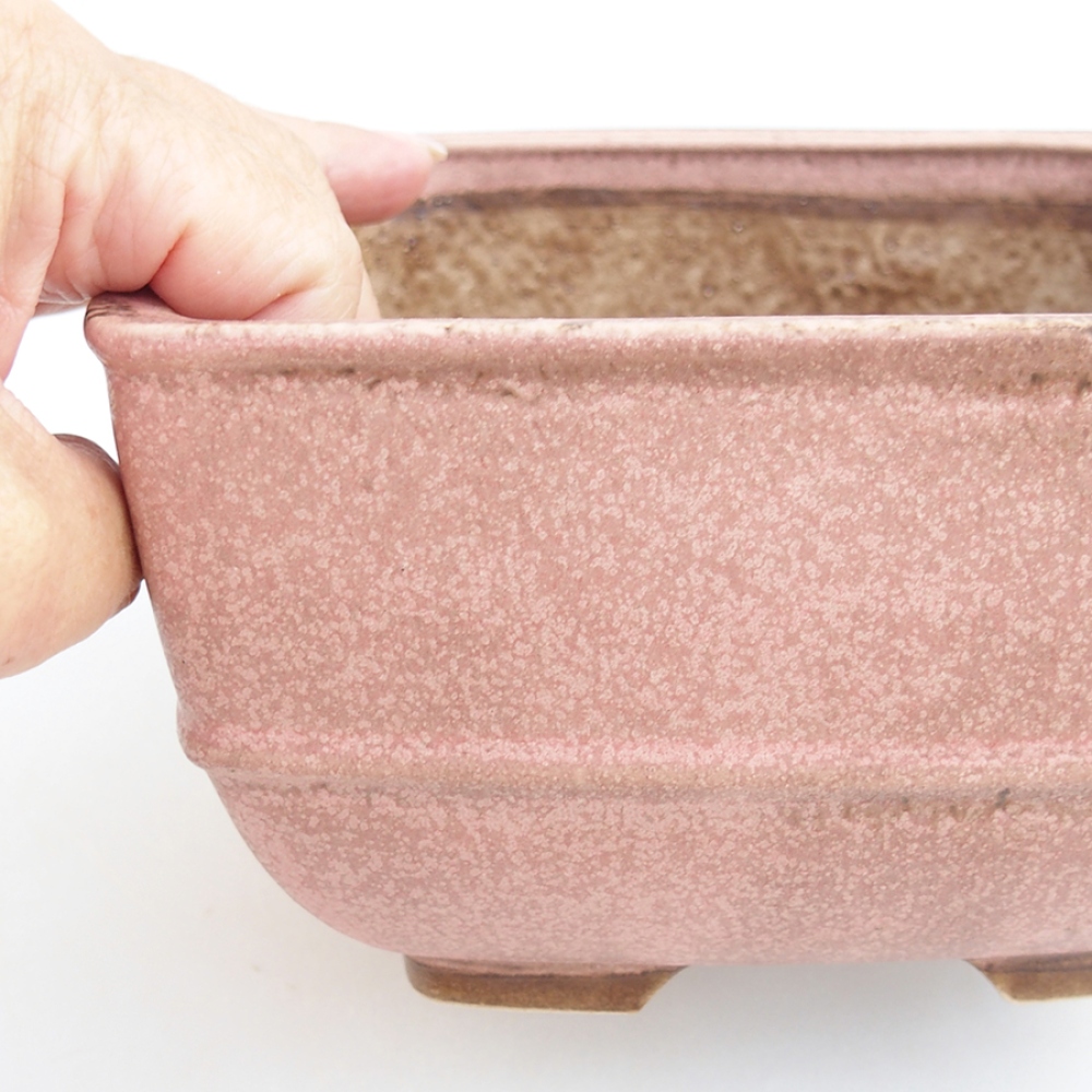 Bonsaischaal van keramiek 10,5 x 10,5 x 7 cm, roze