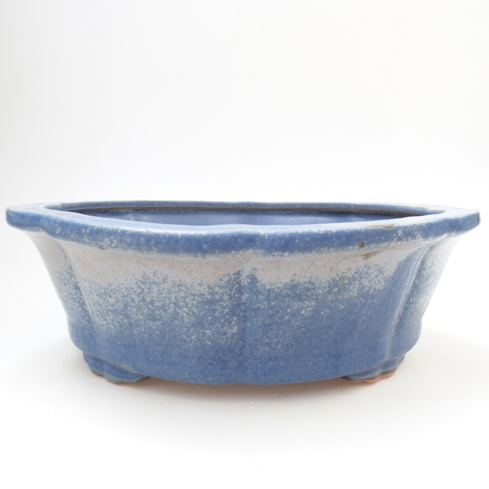 Bonsaischaal van keramiek 26,5 x 26,5 x 8 cm, kleur blauw