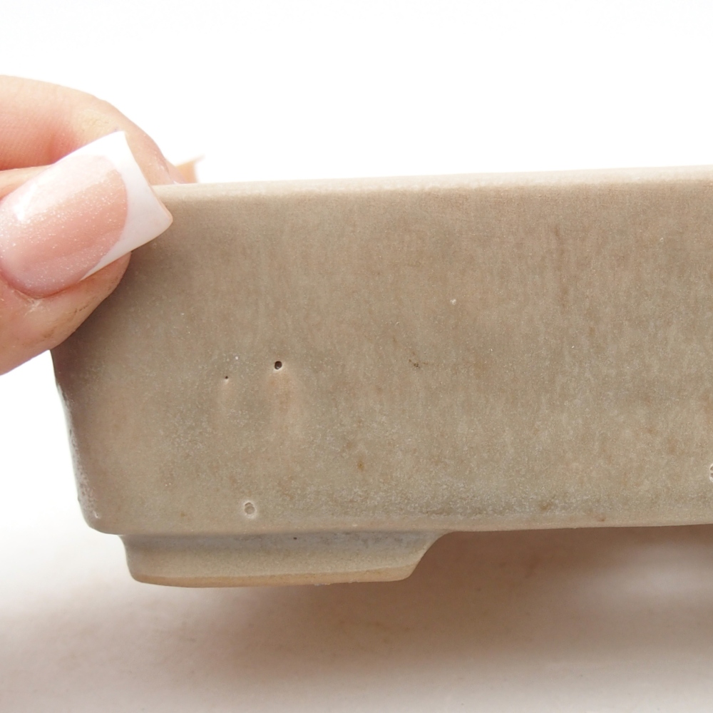 Bonsaischaal van keramiek 14,5 x 10,5 x 4,5 cm, kleur beige