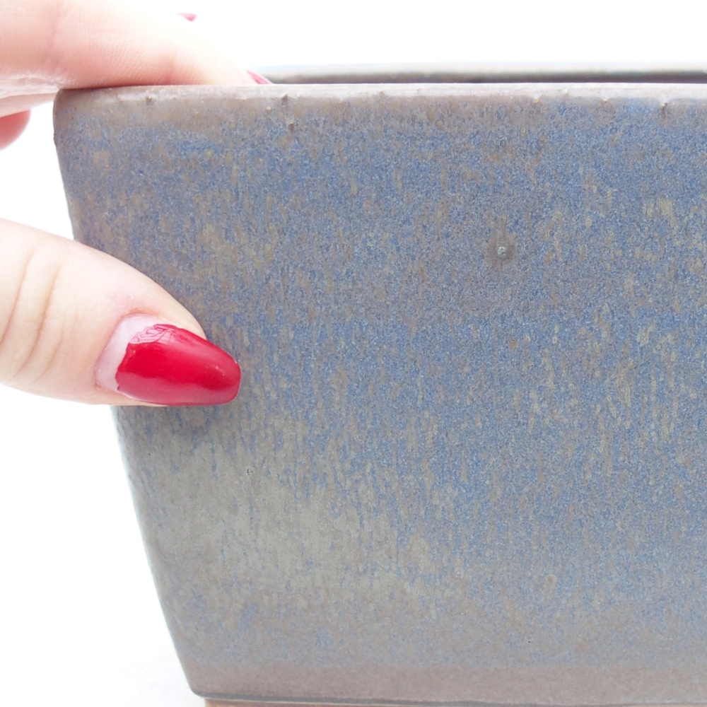 Bonsaischaal van keramiek 16 x 16 x 10 cm, kleur blauw
