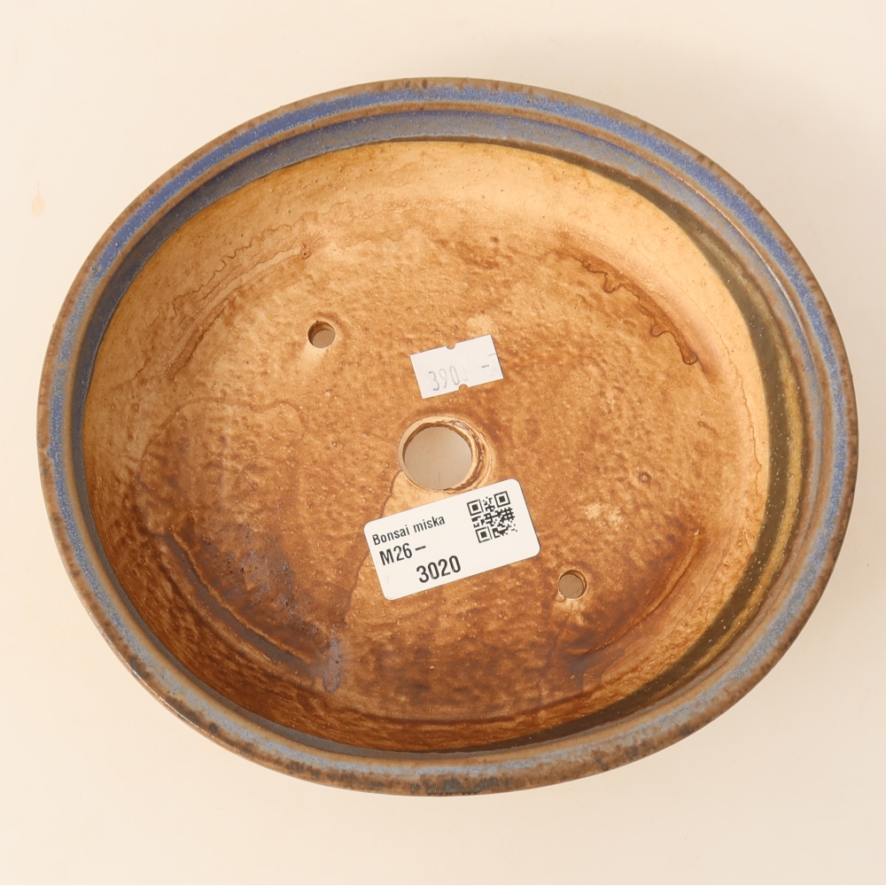Bonsaischaal van keramiek 18,5 x 16,5 x 4,5 cm, kleur blauw