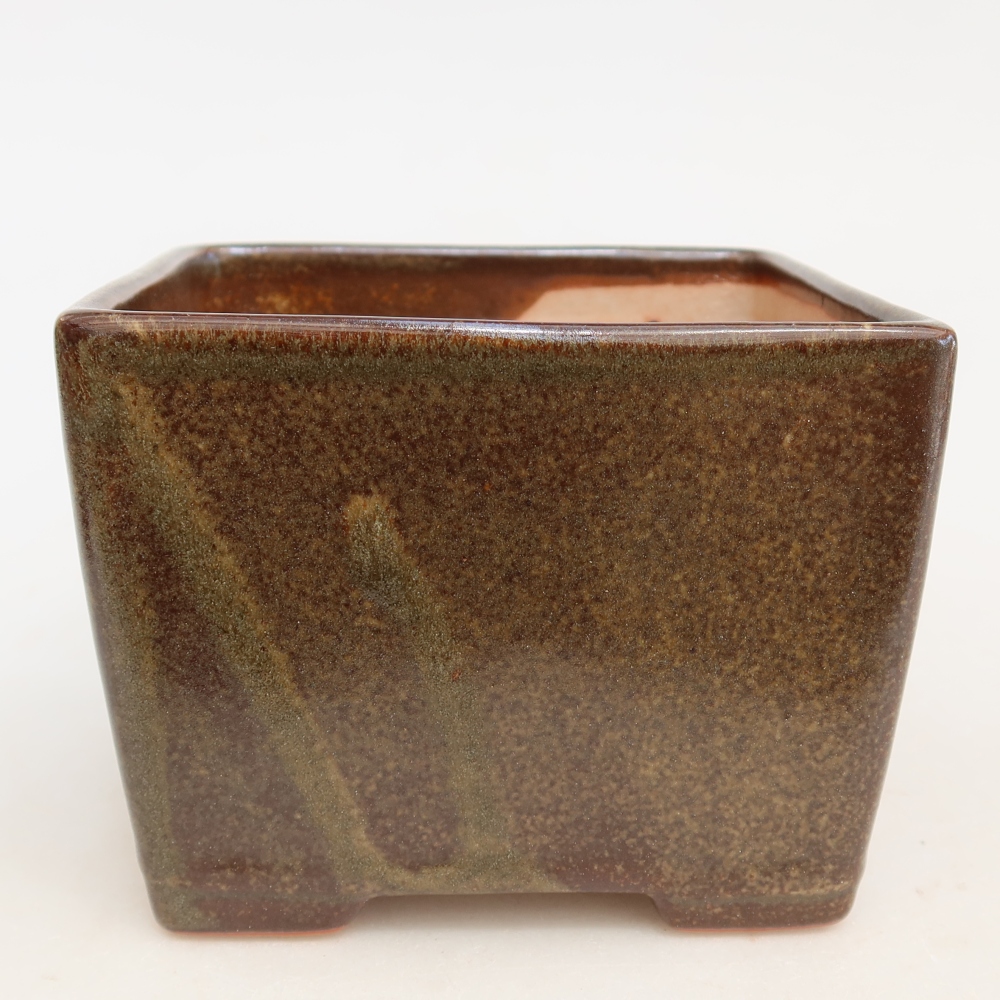 Keramische bonsaipot 12 x 12 x 9 cm, kleur bruin