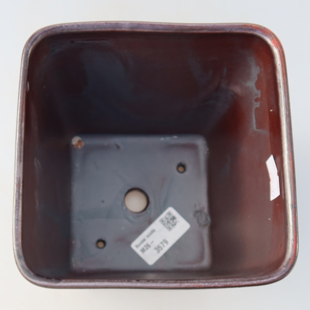 Bonsaischaal van keramiek 13,5 x 13,5 x 15 cm, metaalkleur