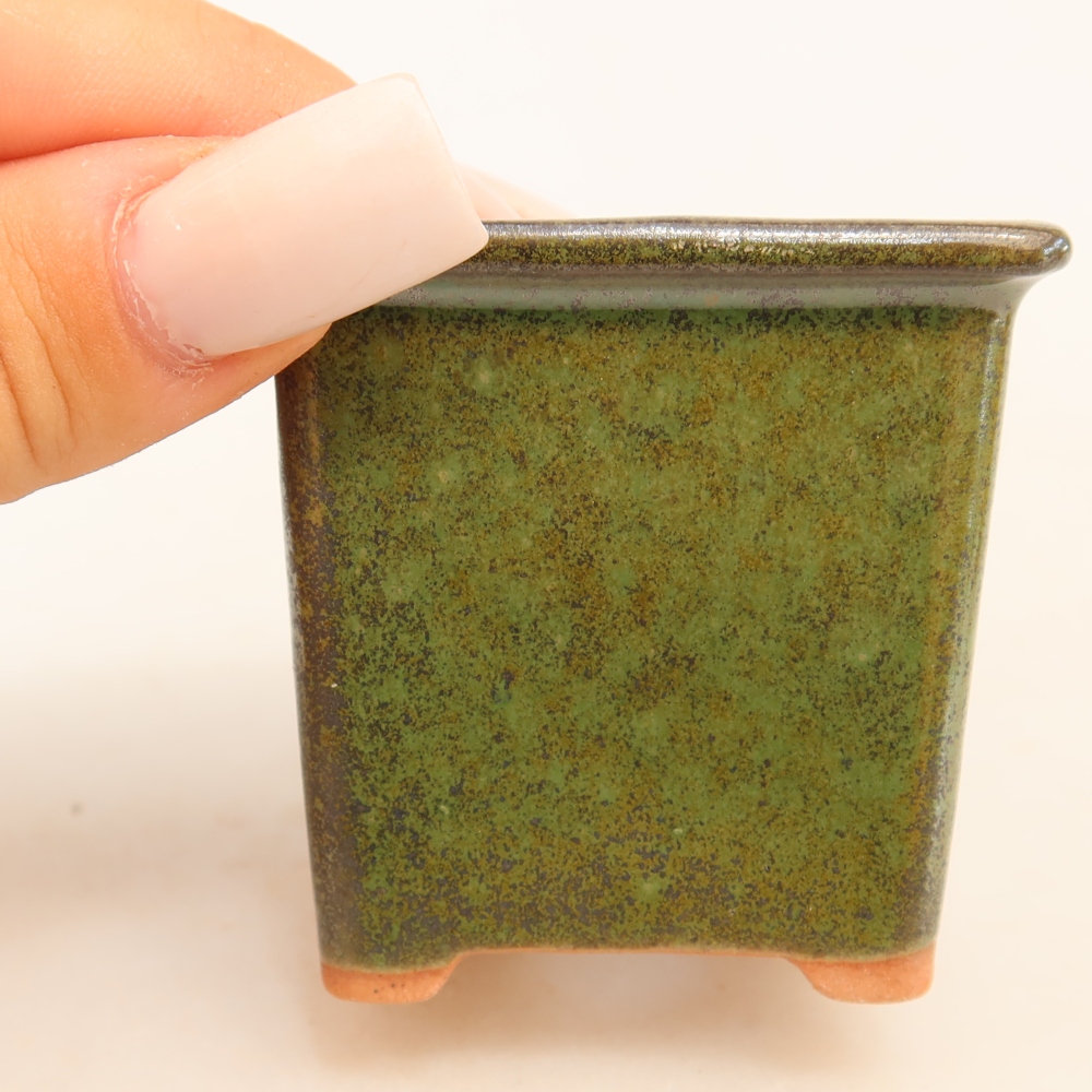 Keramische bonsaipot 6 x 6 x 5,5 cm, kleur groen