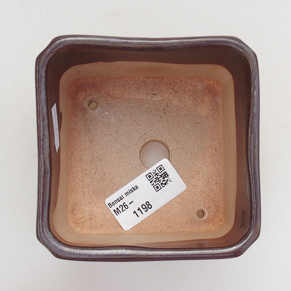 Bonsaischaal van keramiek 9 x 9 x 7 cm, bruin