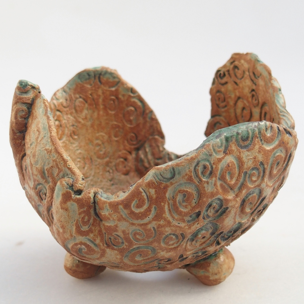 Keramisch Schelp 10 x 9,5 x 8,5 cm , kleur bruin-groen