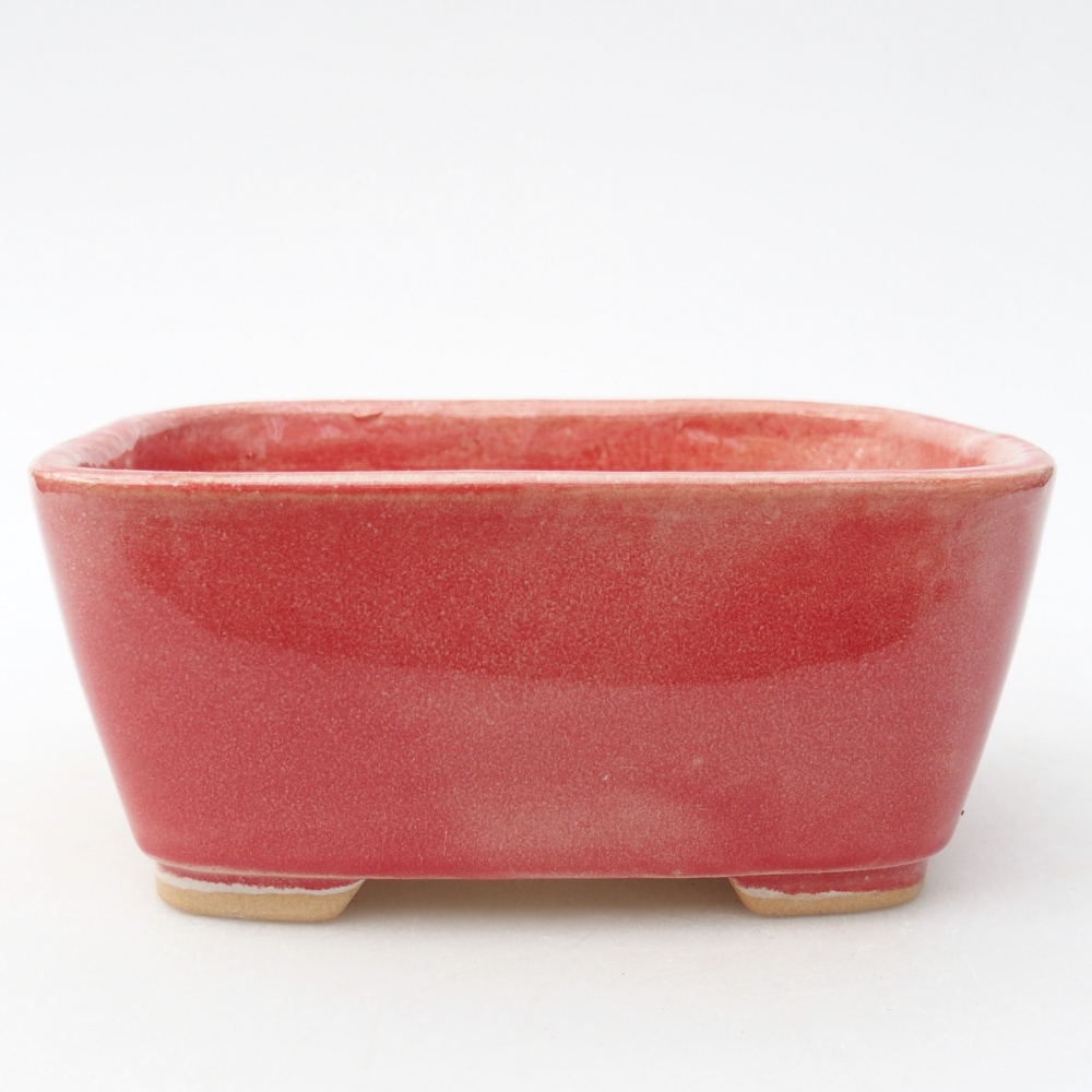 Bonsaischaal van keramiek 13,5 x 10,5 x 6 cm, kleur rood