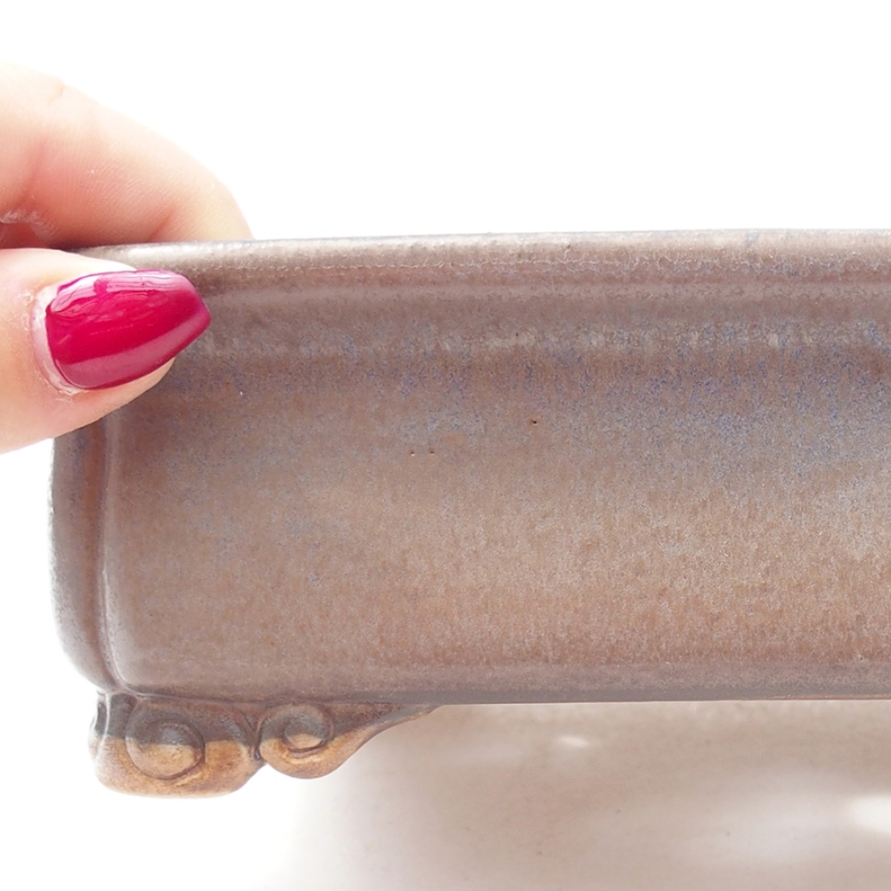 Bonsaischaal van keramiek 19,5 x 16,5 x 6 cm, kleur blauw