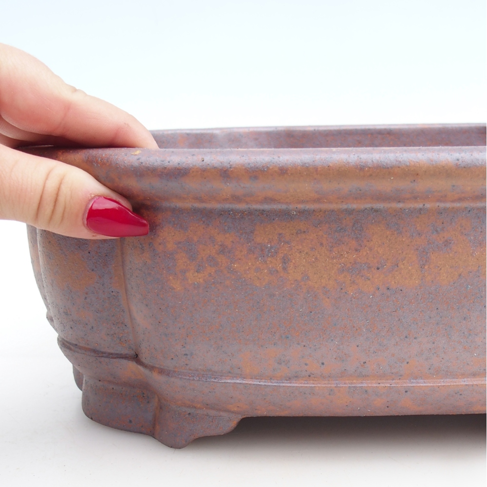 Bonsaischaal van keramiek 31,5 x 27,5 x 10 cm, metaalkleur