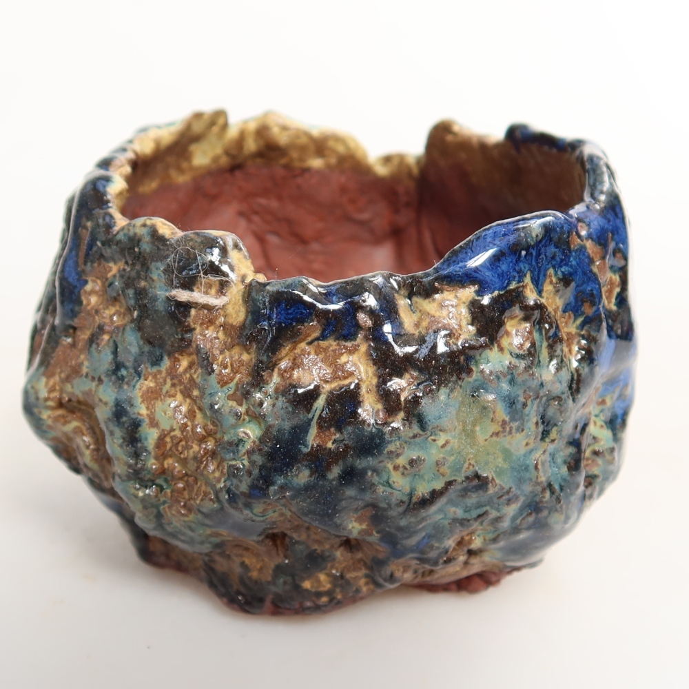 Keramische schaal  7 x 7 x 5,5 cm, kleur blauwbruin